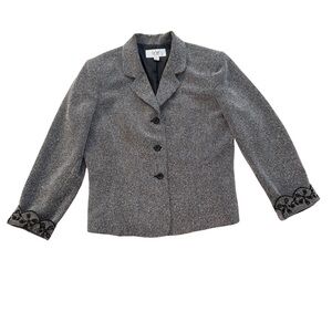 Le Suit Black and White Houndstooth Blazer